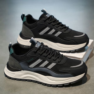 Putian Mens Shoes 2025 New Autumn Running Sports Casual Thick Bottom Black Versatile Agan Dad Trendy Shoes Comfortable Lightweight
