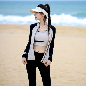 New 2024 Womens Conservative Two-Piece Thermal Long Sleeve Swimsuit for Swimming Surfing And Diving plus Size Coverage