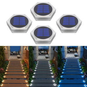 Solar Deck Lights Auto On/Off Dock Post Lights Driveway Fence Stairs Yard Patio Pathway Porch - Solar Powered Step Lights Blue