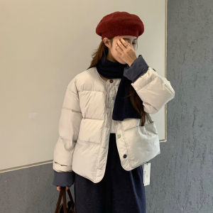 XUECAIQI | Color Blocking Thickened Cotton Jacket Short Style