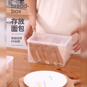 【Local Stock】Bread Container 1Pcs Plastic Toast For Refrigerator Cake with lid Storage Box Kitchen Food Organizer Box
