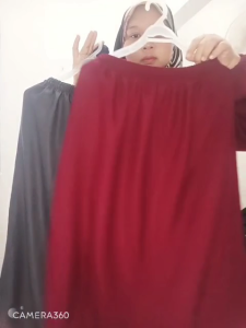 Redberriesshop Muslimah A-line Long Skirt - Plain Flowing Maxi Skirt with Elastic Waistband