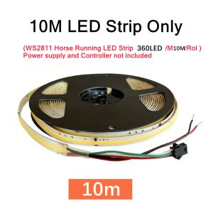 5m-40m DC24V WS2811 IC COB LED Strip 360LEDs/m Addressable Running Water Flowing Light with Wireless Controller Power Supply Kit