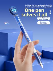 HERO | Heat-erasing Correct Posture Magnetic Dark Tip Fountain Pen For Elementary School Students 3rd-4th Grade With Refillable Cartridge