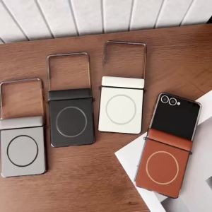 szhaiyu | Luxury PU Leather for Magsafe Magnetic Phone Case for Samsung Galaxy Z Flip 8 7 Flip8 Flip7 Hinge Full-protect Shockproof Cover