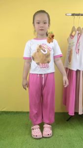 Bộ đồ quần ống rộng thun gân hình in capybara cho bé 6kg -30kg.TNQD15