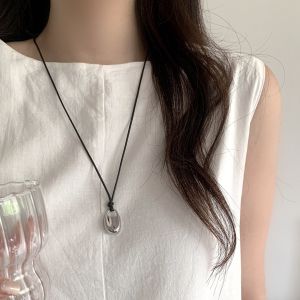 Elegant Long Bean Necklace for Women Luxury Minimalist Cord Clavicle Chain Sweater Chain Fashion Jewelry Accessory
