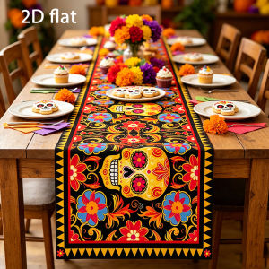 Day of the Dead Table Runner Dining Table Decor Halloween Cabinet Dresser Party Centerpiece Holiday Home Gift Ornament