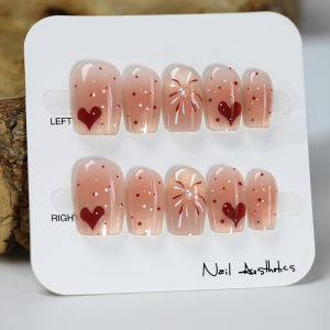 10pcs/Set False Nails Tips Fake DIY Nails Handmade Decoration Art Wearing Nail With Rhinestones Press On Full Cover Nails Plates