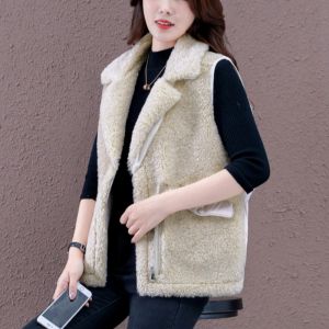 Short Womens Vest 2026 Autumn Winter New Style down Cotton Lamb Fur Splicing Female Jacket Outerwear Fashion Commute Style