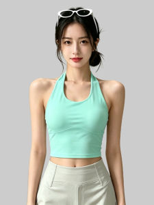 Halter Backless Yoga Bra with Padding Support Sports Bra Wearable as Outerwear