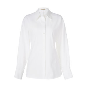 Career-focused Cinched Waist Beaded Collar Design Shirt Long Sleeve