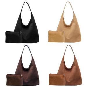 MOJOYCE Fashion Womens Suede Shoulder Bag Large Capacity Hobo Bag for Work and Travel in Elegant Cream Color