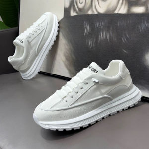 Mens Sporty Casual Shoes Breathable Versatile Soft Bottom Slip-On Trendy White Shoes Comfortable All-Season round Toe Rubber Outsole