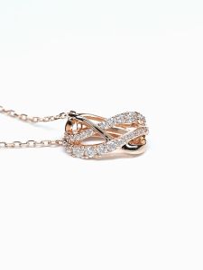 💖Swarovski💖Twist rose gold diamond pendant necklace S925 sterling silver womens fashion necklace hypoallergenic non-allergenic Valentines Day gift birthday gift for girlfriend best friend
