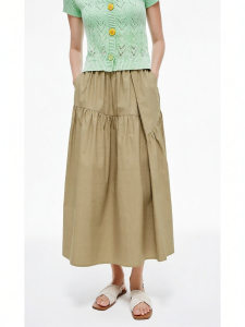 Summer Irregular Khaki Cotton Skirt