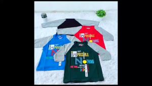 Kaos Anak Tangan 3/4 Merek Chan`s 1-10 Tahun Motif Impossible Nothing