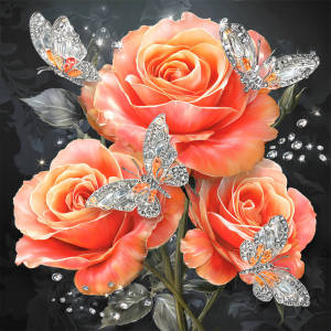 Huacan Peony Flower Diamond Painting Crystal Butterfly Diamond Mosaic New Collection 2025 Home Decor Craft Kit