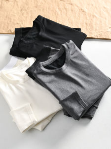 Mens Thermal Fleece Thermal Underwear Set Breathable Heat Retaining High Elasticity Warmth without Bulkiness Long Sleeve round Neck
