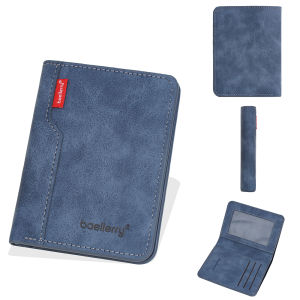 New Slim Mens Wallet Short Zipper Card & Photo Holder High Quality PU Frosted Male Purse with Simple Card Clips