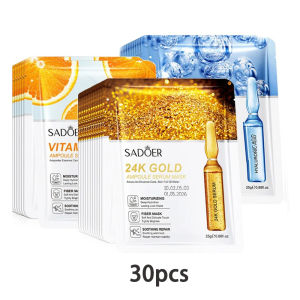 SADOER | 10/20/30pcs 24K Gold Vitamin C Hyaluronic Acid Face Mask Facial Moisturizing Firming Hydrating Facial Masks Skin Care Products