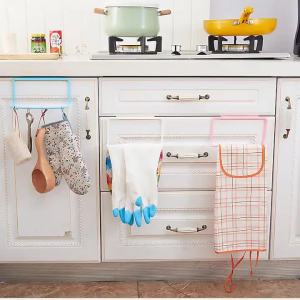 1 Pcs Towel Rack Hanging Holder Organizer Bathroom Kitchen Cabinet Cupboard Hanger Kitchen Accessories