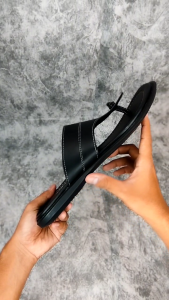 BIGGERI Sandal Jepit Jumbo Pria Size 44 45 46 47 Oriignal Sendal Kulit Ukuran Besar Kulit Hitam BG 281