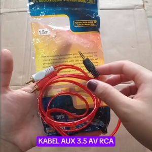 V168 ORI KABEL AUX 3.5 AV RCA 2X1 TO JACK 35 MM RC-150 TRANSPARAN CABLE JACK AUDIO SPEAKER 1.5M KAB