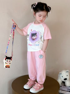 Girls Cartoon Naera Ao Bing Color Changing Sequin Casual Summer Short Sleeve Bright Light Label Long Pants Set