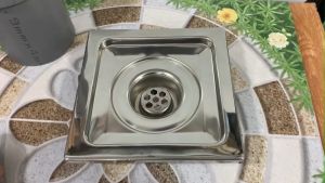 [HCM]Phễu thoát sàn 15x15cm KAG-TS92 (D6cm)  inox 304 hố ga thoát sàn khách sạn cho ống D60mm mặt caro chống mùi hôi thoát nhanh chặn tóc tốt