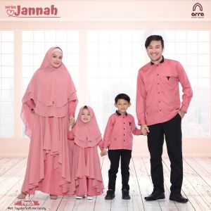 Sarimbit Couple Keluarga Terbaru Baju Lebaran 2024 Couple Keluarga Arra Jannah Peach Ukuran Mini sampai Jumbo XS S M L XL XXL 3XL 4XL