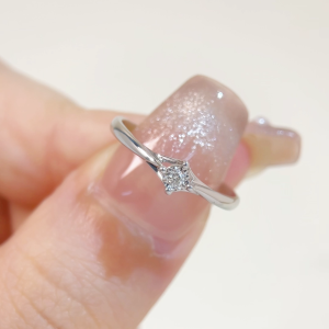LAZO DIAMOND Four Prong Compass Miracle Set Diamond Ring in 375/9K White Gold