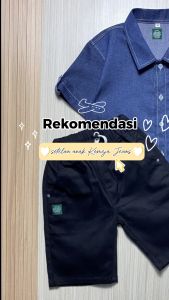 Setelan Anak Laki Laki Kemeja Jeans Celana Chinos Pendek 4 5 6 7 8 9 10 11 12 Tahun