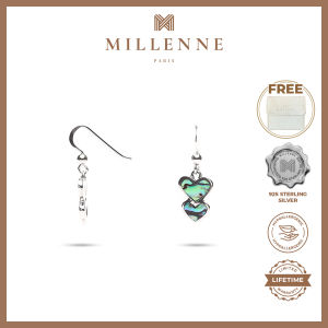 MILLENNE Millennia 2000 Abalone Shell Heart Silver Hook Earrings with 925 Sterling Silver (MLP-01)