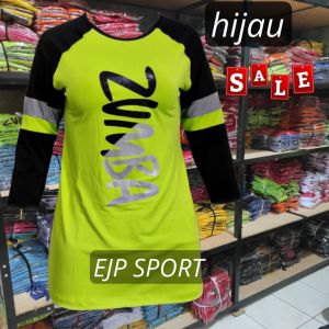 atasan senam zumba stip tangan 3/4 strip di tangan