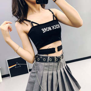 SUGAR Women Corset Tops Camisole Spring Knitted Letter Vest Tube Top Women Tank Camis Crop Top For Women