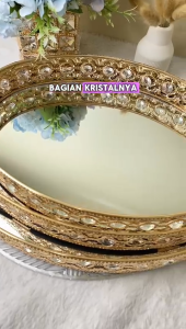 Europe Tray Nampan Kaca DIAMOND OVAL Pajangan Home Decoration Nampan Dekorasi Seserahan Pernikahan