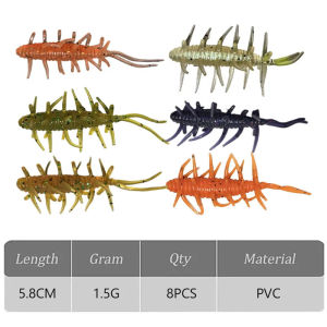 Floating Soft Lures 8 PCS PVC Wobbler Plastic Artificial Threaded Swimbait WIth Salts East to Cast Fish Baits For Bass Pike