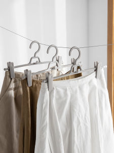 Corner Clothes Storage Rack Seamless Adjustable Pants Hanger Skirt Clip Coat Hook Wardrobe Organizer Pure Color Japanese Style