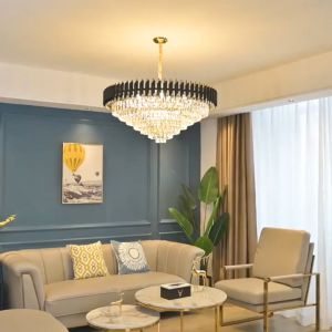 โคมไฟระย้าคริสตัลเหนือห้องนั่งเล่นโคมไฟเพดานสูงห้องนอนแสงร้านอาหารโคมไฟตกแต่ง