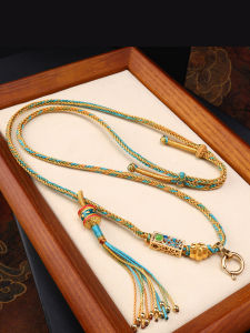 Handwoven Tibetan Gold Jadeite Necklace Cord Buddha Pendant Thangka Male Female Style Original Design Fashion Jewelry Accessory