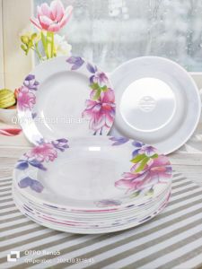 piring makan bulat motif bunga melamine 9inc gratis 1 sendok