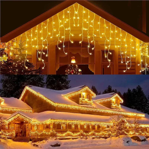Christmas Garland LED Curtain Icicle Lights Festoon LED Light Droop Waterfall String Lights Outdoor Garden Street Eaves Decor
