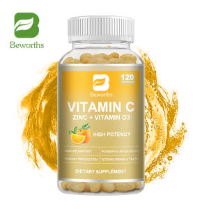 BEWORTHS Vitamin C with Zinc Capsules Vitamin C 100MG Zinc 10 Mg Vitamin D3 250 IU Echinacea Extract & Rose Hip for Immune Support Powerful Antioxidant & Energy Production