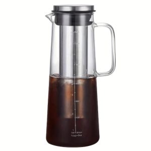 Airtight Cold Brew Iced Coffee Maker and Tea Infuser- 1.0L / 34oz Glass Carafe with Removable Stainless Steel Filter