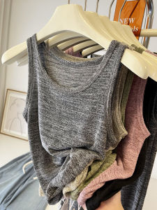 Cool Knitted Short Sleeve Vest Womens Summer Outerwear Slimming Base Layer Tank Top Breathable Soft Polyester Fiber