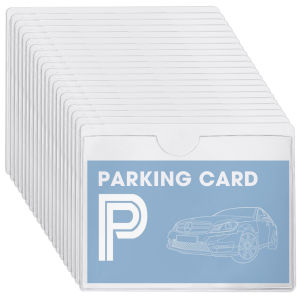 10pcs Car Windshield Transparent Card Holder Parking Pass Label Set Portable Adhesive Protective Film Cards Identification Card Holder
