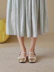Reemoor | French Style Black White Mary Jane Shoes Coarse Heel