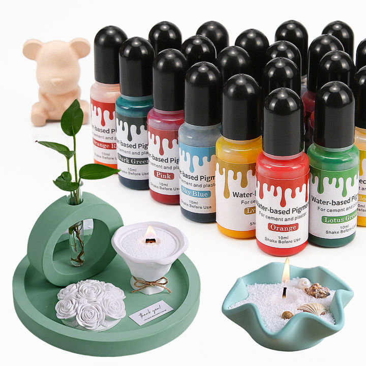 Bộ 24 Màu Sắc Tố Xi Măng Thạch Cao Gốc Nước 10ML, Bộ Dụng Cụ Tô Màu ...