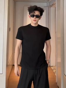 OUMULONG | Padded Shoulder Short Sleeve T-Shirt